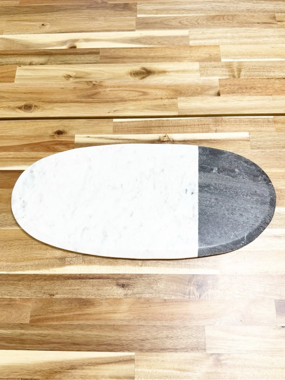 Crate & Barrel Marble Black & White Colorblock Two Tone Serving Cheese Board $89